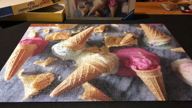 jigsaw puzzle ice cream cones fallen on marble counter | goodbye 2020
