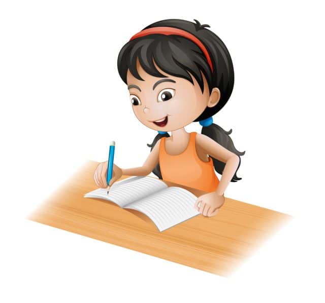 A girl writing a book