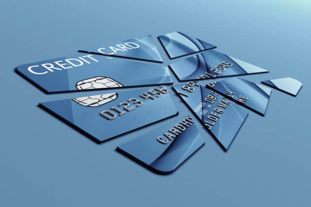 Credit card cut into pieces